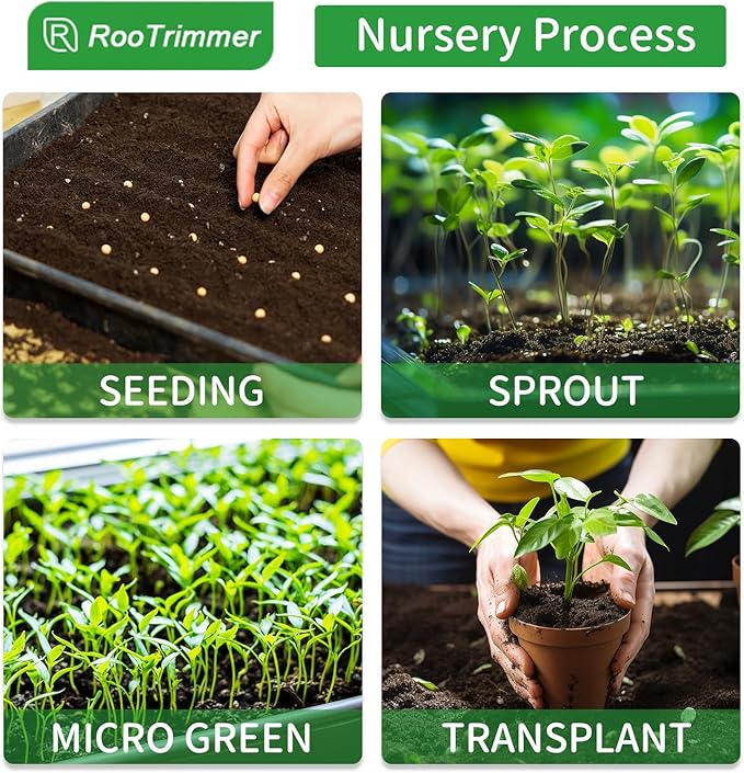 RooTrimmer Growing Trays, 1020 Plant Nursery Trays Heavy Duty Seed Starter Flat Seedling Tray for 72/128 Cell Plug Tray Transplant Growing Microgreens (21"×11", 10 Pack, 1.6" Deep, Without Holes)