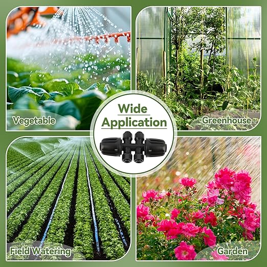 Kalolary 5PCS 1/2'' to 1/4'' Barbed Tee Quick Connectors, Push-to-Fit 6 Way Drip Irrigation Fittings with 4PCS Plugs Anti-Leak Drip Irrigation Part for 1/2" Irrigation Tubing Garden Watering System