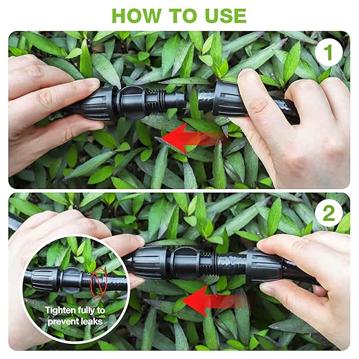 Bonviee 6 Pack 5/16 Inch Drip Irrigation Coupling Connectors, Barbed Lock Tubing Couplers for 5/16” Drip Line, Garden Hose Fittings for Irrigation Systems, Leak-Proof