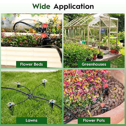 Quick-Connect Drip Irrigation System, 2026-Upgrade Garden Irrigation Kit with 2/5" & 1/4" Tubing, Adjustable Nozzles & Sprinklers, Automatic Watering System for Garden, Lawn, Greenhouse