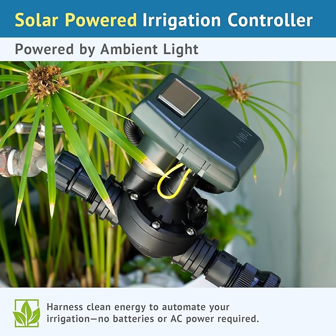 DIG ECO1ILV.075 Single Station Solar Powered Irrigation Controller W/Rain Sensor Connections Mounted on a 3/4" FNPT Inline Valve