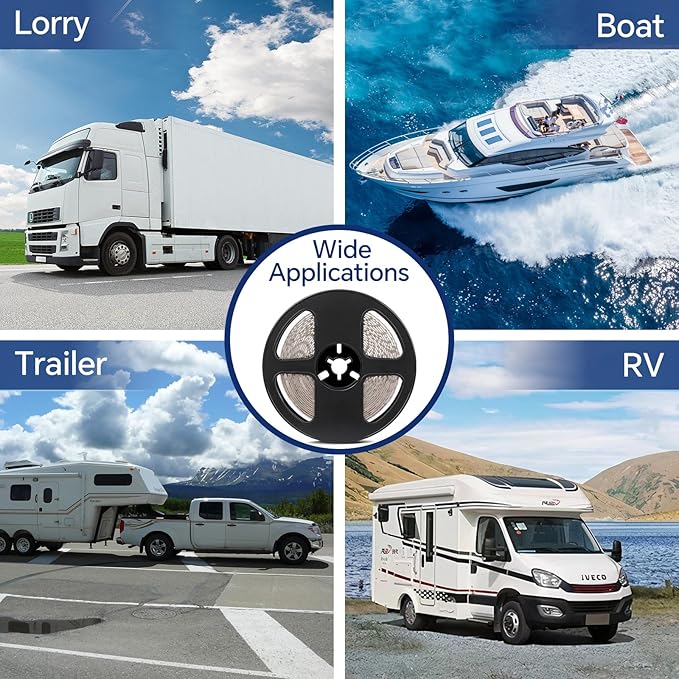 3CCT Flexible 16.4ft LED Strip Light with 12V CCT Switchable Dimmer Kit for Camper Vans, Trucks & Trailers Indoor. CCT Changeable(3000K/4500K/6000K) & Brightness Control DC12V, 10A