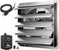 iPower 24 Inch Wall Mounted Shutter Exhaust Fan with Speed Controller and Power Cord Kit, Aluminum, 1400 RPM, 4016 CFM, for Attic, Garage, Louvered Vent, Plant, Greenhouse, Silver