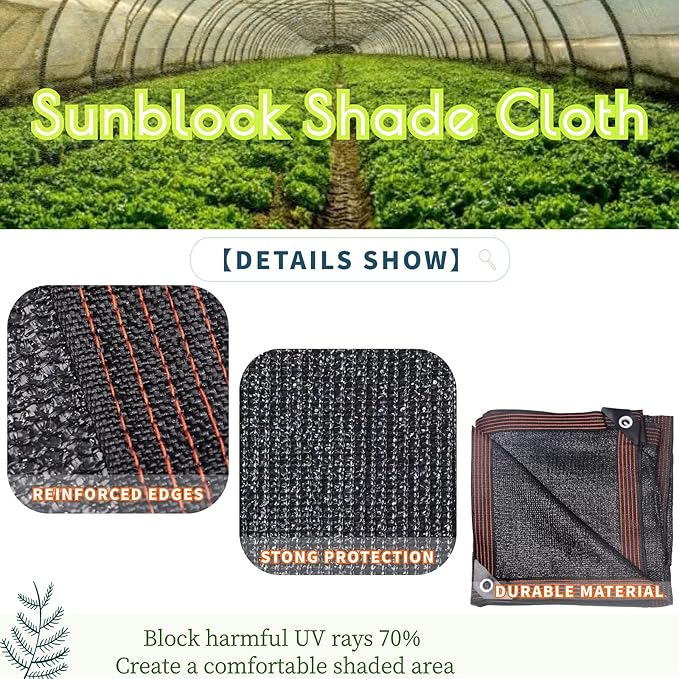 UCINNOVATE 10x13 FT Sunblock Shade Cloth 70% Sunshade Fabric Mesh Tarp with Grommets, Durable Shade Net UV Resistant Sunscreen for Plants, Shade Mesh Netting for Greenhouse Awning Pergola Dog Kennel