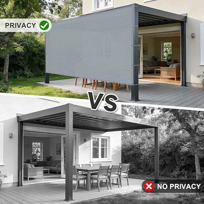 Cool Area Sun Shade Cloth with Grommets 7×19 FT Shade Panel Shade Tarp Screen Fabic for Outdoor Patio Pergola Cover Deck Garden, Silver Grey (Customized)