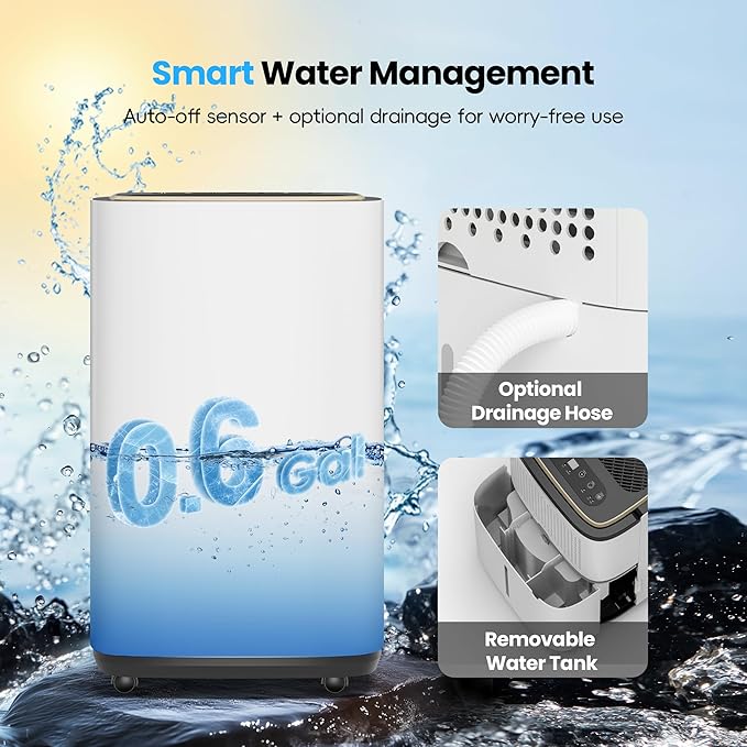 3000 Sq.Ft Dehumidifier, 30PT/24H Dehumidifiers with Drain Hose for Home, Large Compressor Dehumidifier for Basement/Laundry/Bedroom/Office, Dehu/Dry/Air Mode, Humidity Display/Timer/Child Lock