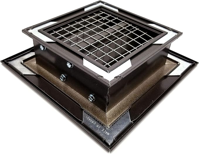 HVAC Premium 6"W x 6"H Aluminum Exterior Gable Louver Vent for Walls & Crawlspace - Weather-Resistant Air Grille with Screen Mesh - Brown [Outer Dimensions 7.75"W x 7.75"H]