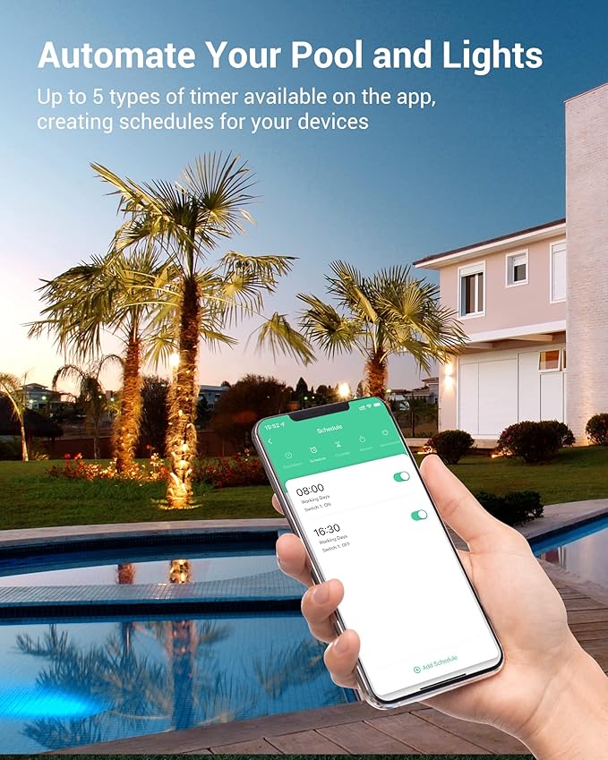 DEWENWILS WiFi Pool Pump Timer, Heavy Duty 40A 120-277 VAC 2HP Wireless Smart Controller for Pool, Water Heater, Works with Alexa, Google Assistant, Smart Life, ETL Listed