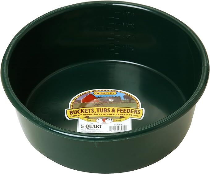 Little Giant® Plastic Utility Pan | Feed Pan | Durable & Versatile Livestock Feeding Bucket | Made in USA | 5 Quart | Green