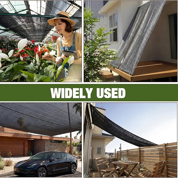 95% 6ft x 100ft Bulk Eyelets Shade Cloth Roll Sunblock Shade UV Resistant Net Windscreen Cover Fabric Roll for Garden Greenhouse Flower Plant Patio Kennel Canopy(Black)
