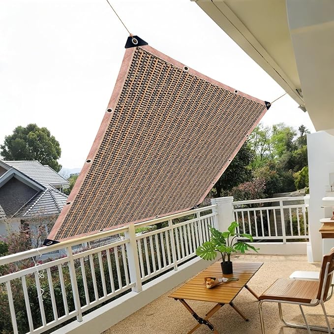 90% Sun Shade Cloth with Grommets, 8 x 20 FT Pergola Shade Cover Canopy, Mesh Tarp Sun Screens for Patio, Outdoor, Garden, Backyard, Mocha