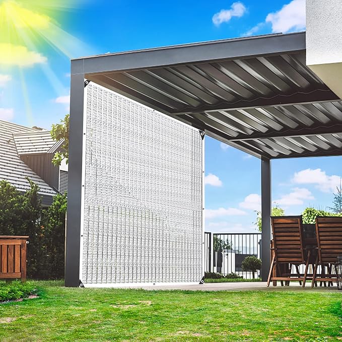10x20' Aluminum Shade Cloth - for Car,90% Reflective Sun Shade Cloth for Garden Patio Pergola Cover Shade Sails Silvery Durable Shade Neting for Backyard Dog Chicken Coop Shade Cloth