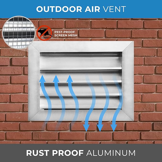 HVAC Premium 16"W x 10"H Aluminum Exterior Gable Louver Vent for Walls & Crawlspace - Weather-Resistant Air Grille with Screen Mesh - [Overall Size 17.75"W x 11.75"H]