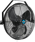 Tornado 18 Inch Outdoor Rated IPX4 Water-Resistant High Velocity Metal Industrial Wall Mounted Fan For Commercial, Industrial, Residential Use 3 Speed 4150 CFM 6.6 FT Cord UL Safety Listed