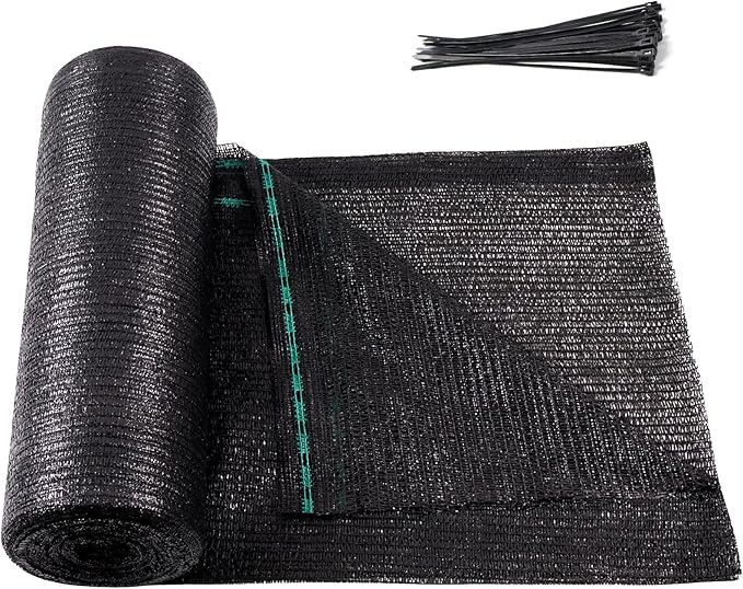Amagenix 50% Eyelets Shade Cloth Roll 5'10" x 100 FT Cuttable Sun Shade Mesh Tarp UV Resistant Screen Cover for Garden, Patio, Greenhouse, Canopy, Kennel, Plant, Black