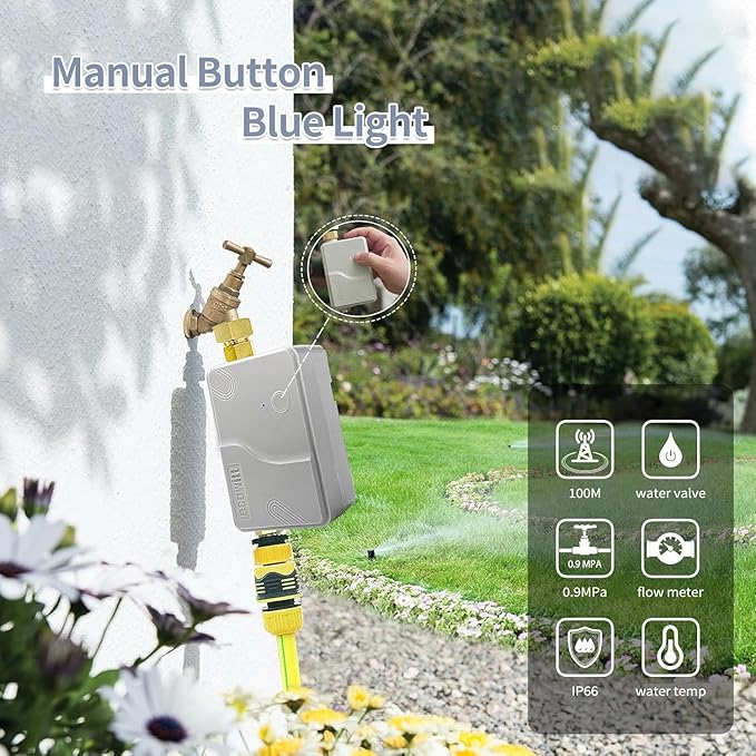 ECOWITT Intelligent Watering Timer Kit, Includes GW1200 IoT Gateway and WFC01 Smart Hose Timers, NPT Thread, for Garden Patio Lawn Irrigation, 915 MHz