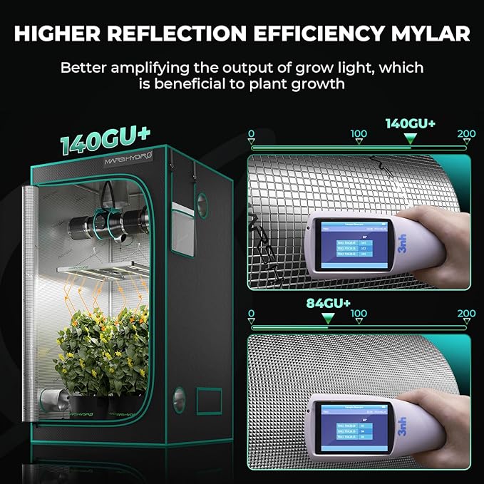 MARS HYDRO 2x4 Smart Grow Tent Kit with WiFi-Integrated Controller 43,300W TSL2000 LED Programmable&Dimmable Grow Light,48"x24"x71" 1680D High Reflective Mylar,4inch Automatic Ventilation System