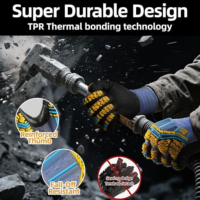 Schwer PRO-SKIN Impact Gloves with ANSI A4 Cut Reistant Protection, Flexible and Comfortable Work Gloves with Grip，Touchscreen, Used for Oil and Gas E&P，Mechanic, Construction, L, PM3900-T
