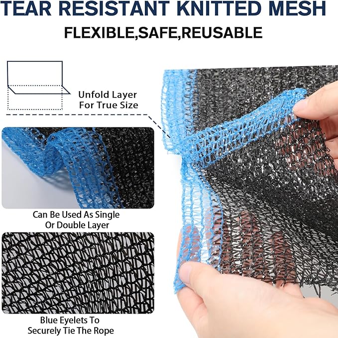 40% 6ft x 200ft Bulk Eyelets Shade Cloth Roll Sunblock Shade UV Resistant Net Windscreen Cover Fabric Roll for Garden Greenhouse Flower Plant Patio Kennel Canopy (Black)