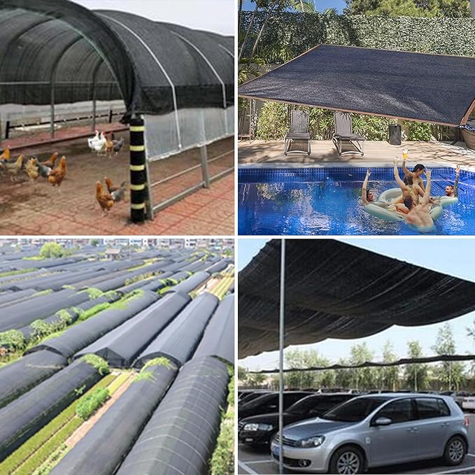 Shade Cloth 90% Sunblock Net for Garden Patio, Shade Sails -for Plants Greenhouse Outdoor Pergola Lawn Sun Protection Screen Cloths for Kennel Chicken Coop Easier to Hang Net Cover, 10x30 FT