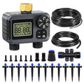 HIRALIY 50FT Drip Irrigation Kit with Garden Water Timer-2 Zone, Automatic Garden Watering System for Raised Bed, Quick Connect Design, Irrigation System for Plant Patio