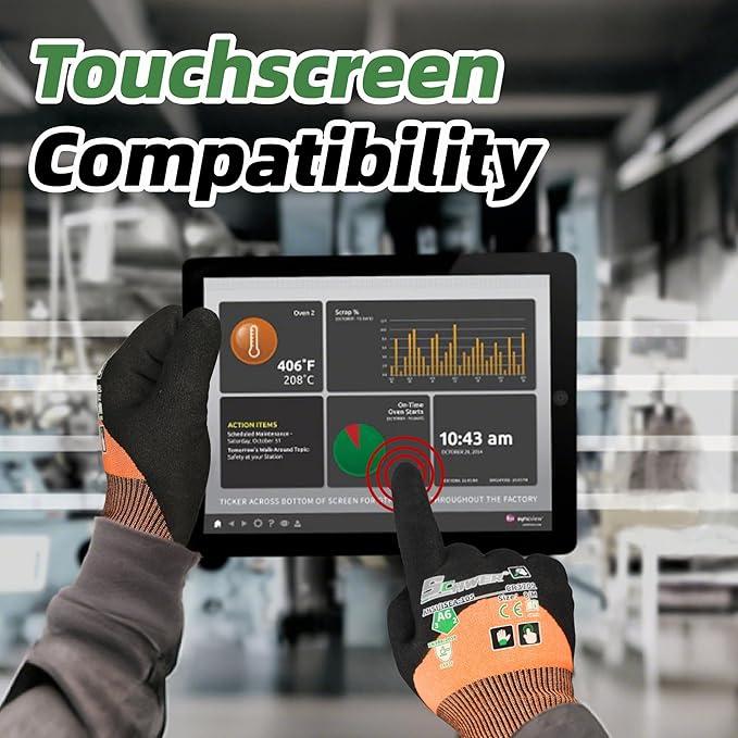 Schwer ANSI A6 Cut Resistant Gloves, CR3709 Cut Proof Work Gloves, Touch-screen Cutting Gloves, 3/4 Dipped Coating for Woodworking, Glass Metal Cutting, Construction, Fishing, M,1 pair