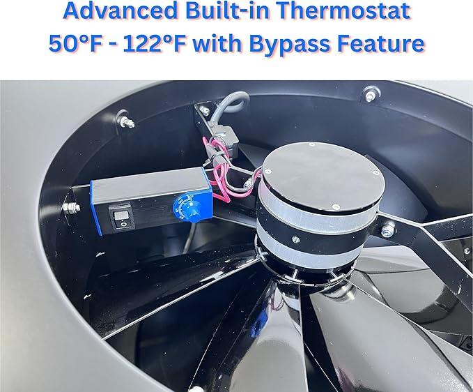iLIVING HYBRID Ready Smart Thermostat Solar Roof Attic Exhaust Fan, 14", 40-Watt, 1150 CFM, Cools up to 2900 Sq.Ft. Coverage Area, Black
