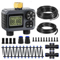 HIRALIY 100FT Drip Irrigation Kit with Garden Water Timer-2 Zone, Automatic Garden Watering System for Raised Bed, Quick Connect Design, Irrigation System for Plant Patio