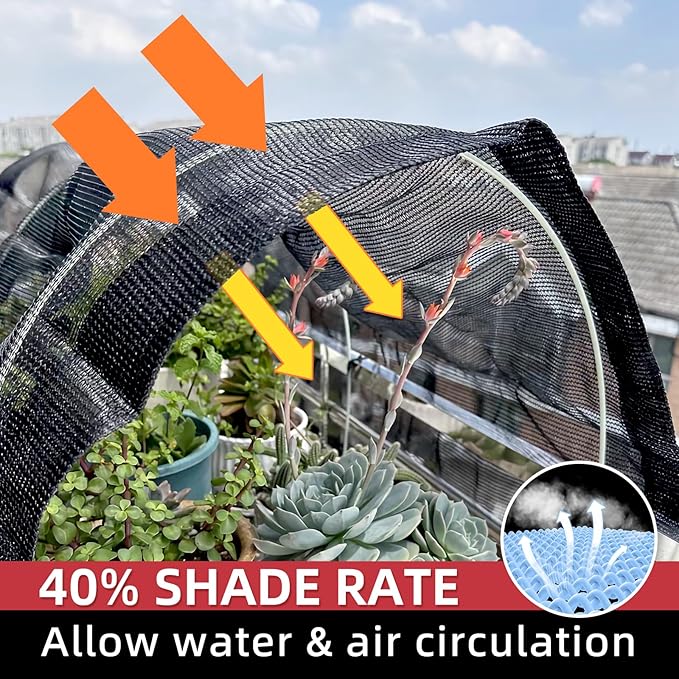 40% Shade Cloth, 6.5x10FT Black Heavy Duty Mesh Screen Tarp with Grommets for Patio, Canopy, Garden, Porch, Greenhouse, Pools, Garage