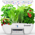Growell Hydroponics Growing System Kit, 17 Pods Herb Garden with 102 28W Full-Spectrum Grow Lights & 2 Fans, Indoor Garden with Water Pump, 10L Water Tank, Auto Timer, Height Adjustable (White & Grey)