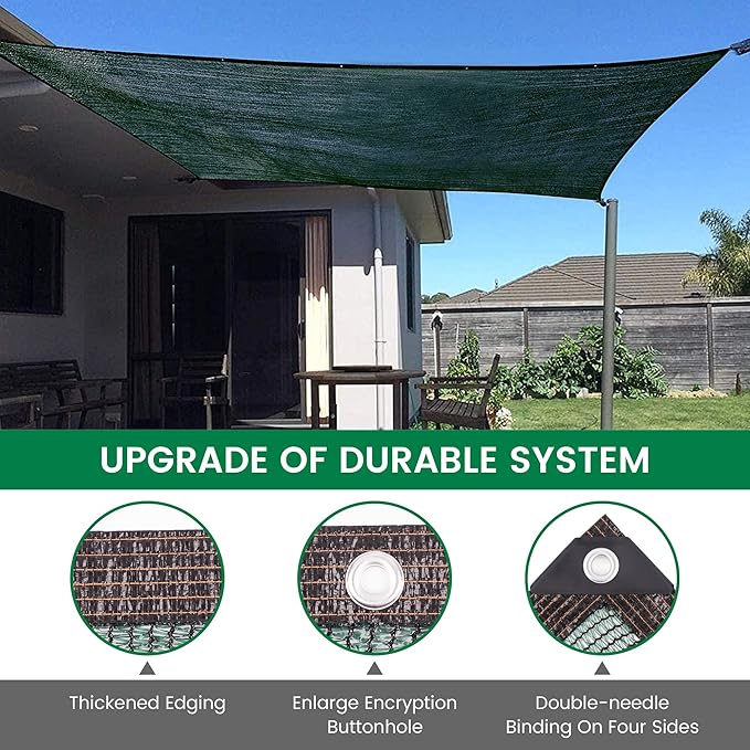 70% 10 X 20 FT Green Shade Cloth, Outdoor Woven Sun Shade with Grommets, Durable Breathable Netting Shading Antifreezing for Patio, Garden, DIY Home, Plants Cover, Greenhouse, Dog Kennel