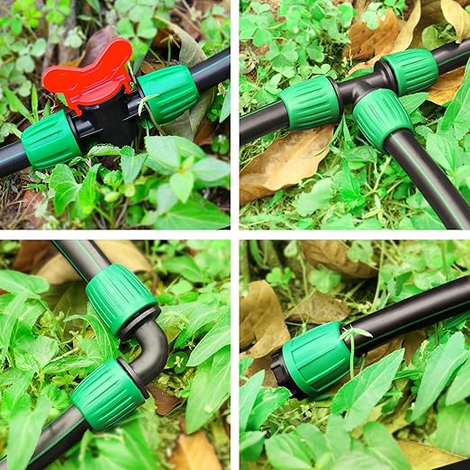 Gardrip 20 Pieces Drip Irrigation Fittings for 1/2 Inch Drip Tubing (1/2" ID x 0.65" OD)：1/2'' Irrigation Tubing Connectors Including Couplings Tees Elbows Valves Reducing Tee Plugs 3/4" Adapters