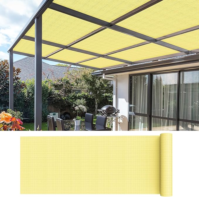 ECOOPTS 6'x141' Sun Shade Roll, Sun Shade UV Blockage Cover for Outdoor Backyard Patio Pergola Greenhouse Plants (Light Yellow)