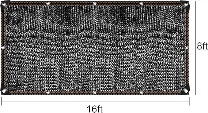 FEPITO 40% Shade Cloth 8ftx16ft Sunblock Shade Net Black Mesh Shade Net for Plant Greenhouse Parking Garden Yard or Kennel