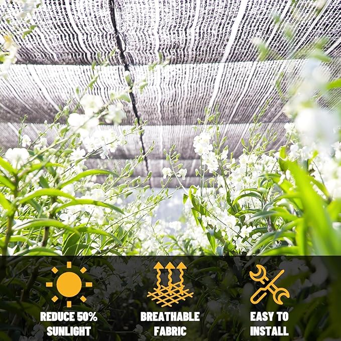 Royal Shade 50% Black Shade Cloth 16FT x 16FT Mesh Tarp with Grommets for Garden Patio, Plant Shading, Greenhouse, Pergola, Chicken Coop, Dog Kennel, Lawn (We Make Custom Size)