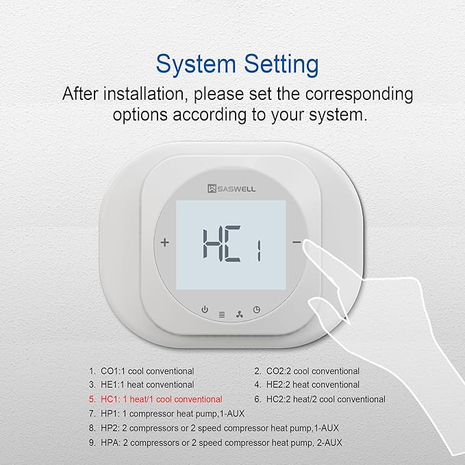 Smart WiFi Thermostat for Home, Programmable Thermostat with C-Wire Adapter, 3H/2C for Heat Pump & Conventional Systems, Tuya App Control, Compatible with Alexa & Google Assistant, White
