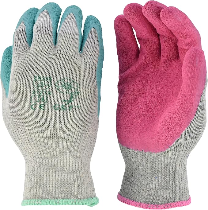 G & F Products Rubber Coated Work Gloves Dozen Pack, Double Layer for Construction, Gardening, Heavy Duty Use