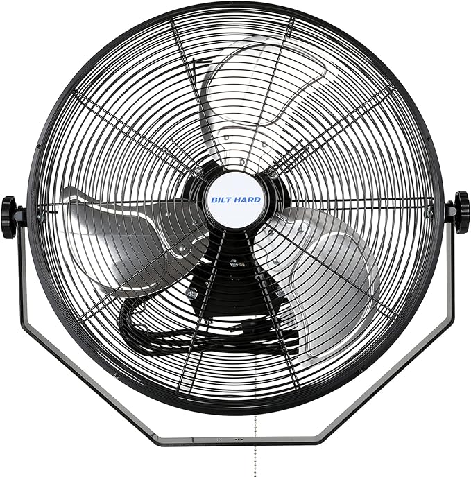 BILT HARD 4300 CFM 18 in. Industrial Wall Mount Fan, 3-Speeds High Velocity Wall Fan with Sealed Motor, Heavy Duty Metal Barn Fans for Garage, Commercial, Greenhouse, Warehouse, Shop Use
