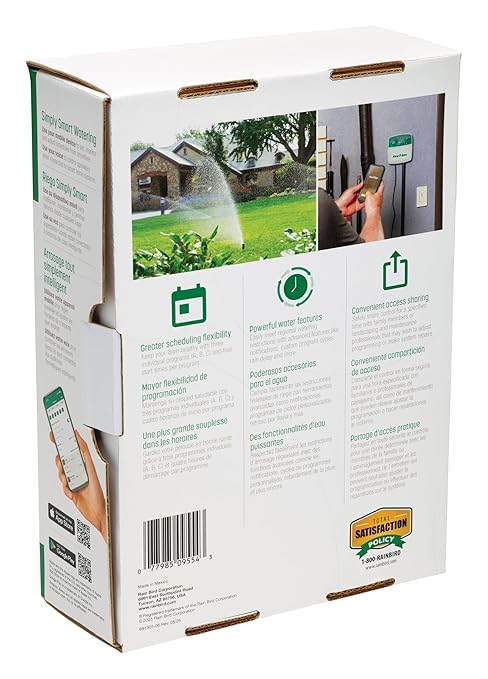 Rain Bird ARC4 App-Based Indoor Smart Irrigation WiFi Timer/Controller, 4-Zone/Station, EPA WaterSense Certified, Compatible with Alexa, Indoor 4-Station