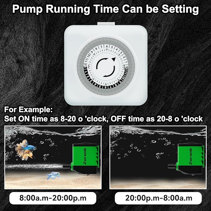 Fountain Water Pump 660GPH with Indoor Mechanical Timer Ultra Quiet 8.2ft High Lift for Fountains, Hydroponics, Ponds, Aquariums & More……