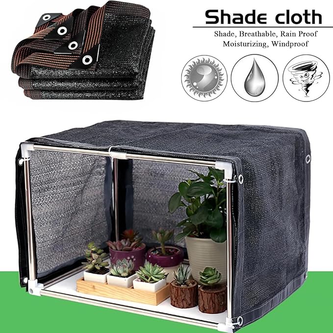 Shade Cloth Garden Shade Mesh Netting with Grommets Outdoor Sun Shade Cover for Pergola Patio Plants Greenhouse Chicken Coop Black 90% Shading Rate(10X12FT)
