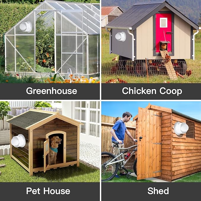 blessny Solar Powered Exhaust fan, 25W Solar Panel + 8" Ventilation Vent Fan for Outside Greenhouse, Chicken Coop, Shed, Pet House
