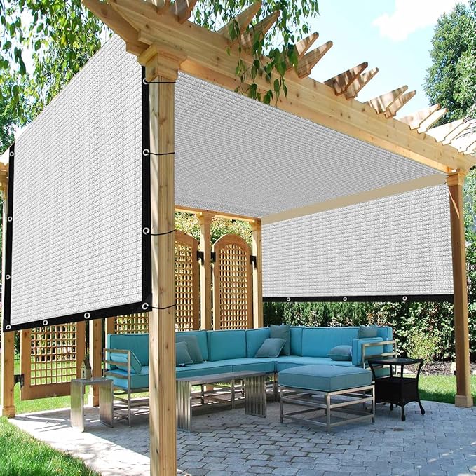 Shade Cloth-Thickened and Encrypted 80% Aluminum Shade Cloth for Greenhouse Balcony Garden,Outdoor Pergola,Lawn,Cars.Easy Hanging with Edges and Holes,Silver Heat Reflective Tarp