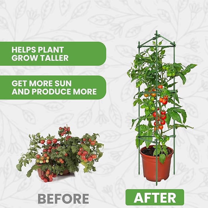 K-Brands Tomato Cage - Tomatoes Plant Stakes Support Cages, Trellis for Garden & Pots, Plant Support Structures for Vegetables and Climbing Plants (3 Pack - Tall Upto 68 inches)
