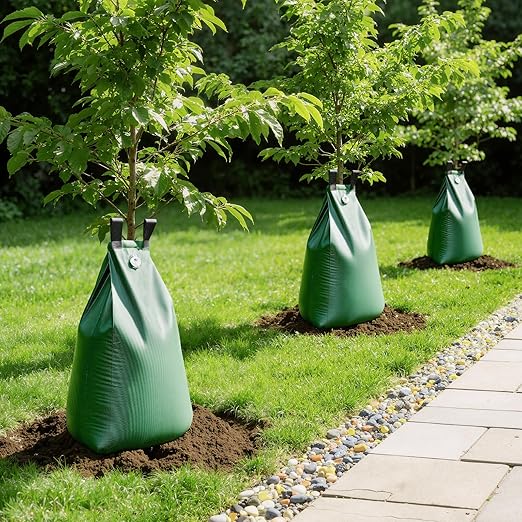 HIRALIY 20 Gallon Tree Watering Bag, 2 Pack, Slow Release 1-5 Days, Deep Root & Automatic Drip Irrigation System, for Multi-Trunk Newly Planted Small Trees and Shrubs