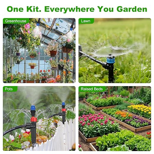 Compact Programmable Solar Automatic Plant Waterer Kit Work with Indoor Outdoor,Self Watering Drip Irrigation Pump Indoor/Outdoor Vacation Free (236 FT (36FT Main Tube+200FT Distribution Tube) Kit)