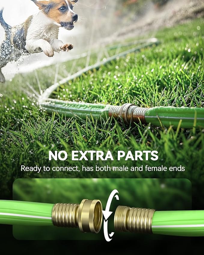 RAINPOINT Sprinkler Hose with Holes 100FT, Flat Soaker Hose with Stakes, Lightweight Water Irrigation Sprinklers System for Garden, Lawn and Yard(50FT, 2Pack)