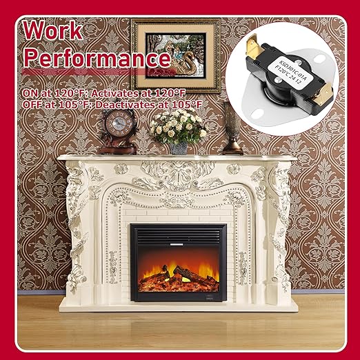 Thermal Switch Thermostat Control, 120°F ON and 105°F Off, Snap Disc Thermostat Switch for Fireplace Blower Fans, Wood Stove Fans,Wall & Floor Furnaces,RV Refrigerator Cooling Fan, Solar Water Heater