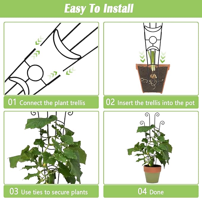 Large Metal Plant Trellis for Potted Plants Indoor, 33 inch, 3Pcs, Expandable Monstera Trellis, Provide Support for Climbing Plants to Assist Their Healthy Growth