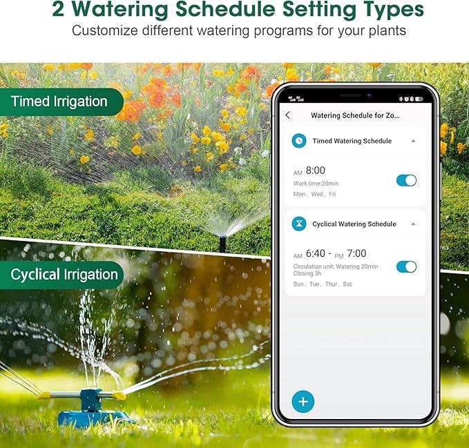 Haozee Zigbee Sprinkler Timer 2 Zone,Smart Water Timer for Garden Hose, Requires Zigbee 3.0 Hub,Support Home Assistant Zigbee2mqtt, Rain Delay and Manual Watering, Leakproof for Yard Lawn Watering